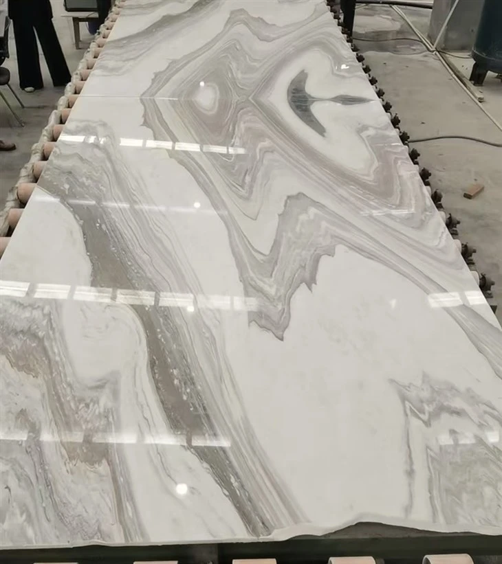 White Fusion Marble Slab Polishing